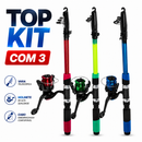 KIT Pescador - 3 Varas com 3 Molinetes
