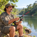 Kit Pescador - 3 Varas e 3 Molinetes com Linha