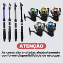 Kit Pesca 3 Varas E 3 Molinete + Linha Completo